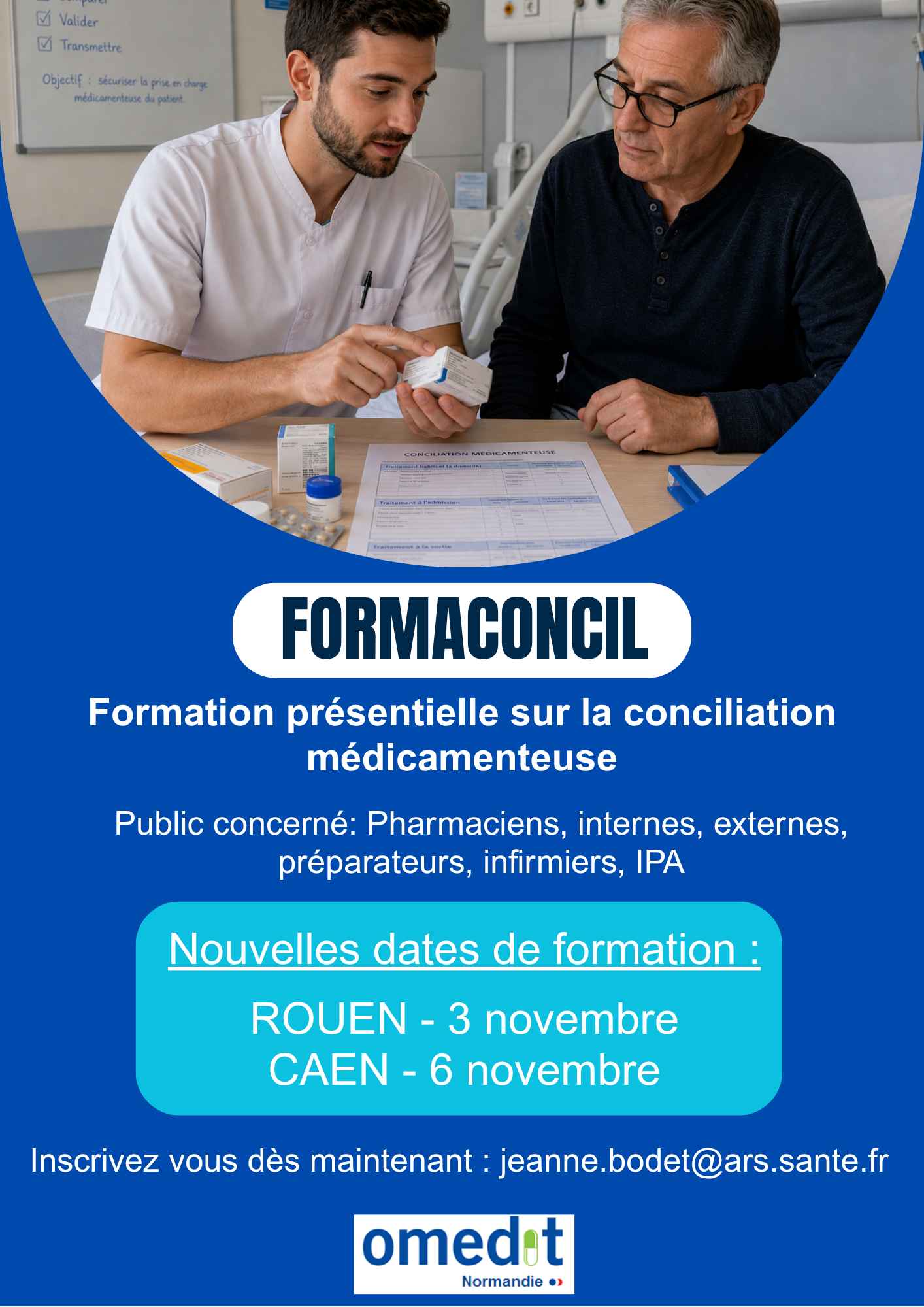 Conciliation medicamenteuse - Formation - Pharmacie clinique - pharmaciens - médecins - infirmiers - 