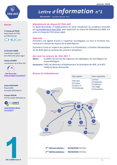 Télé-AVC_Lettre d'info n°1