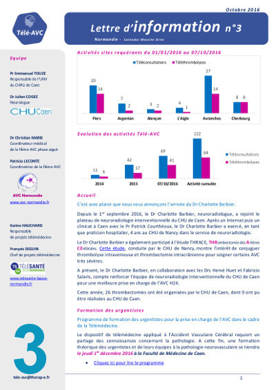 Télé-AVC_Lettre d'information n°3