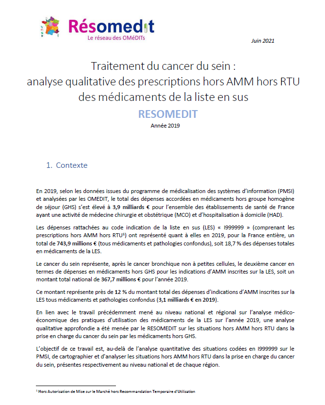 RESOMEDIT analyse LES cancer du sein
