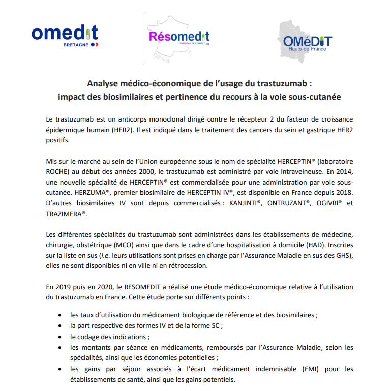 RESOMEDIT analyse LES trastuzumab
